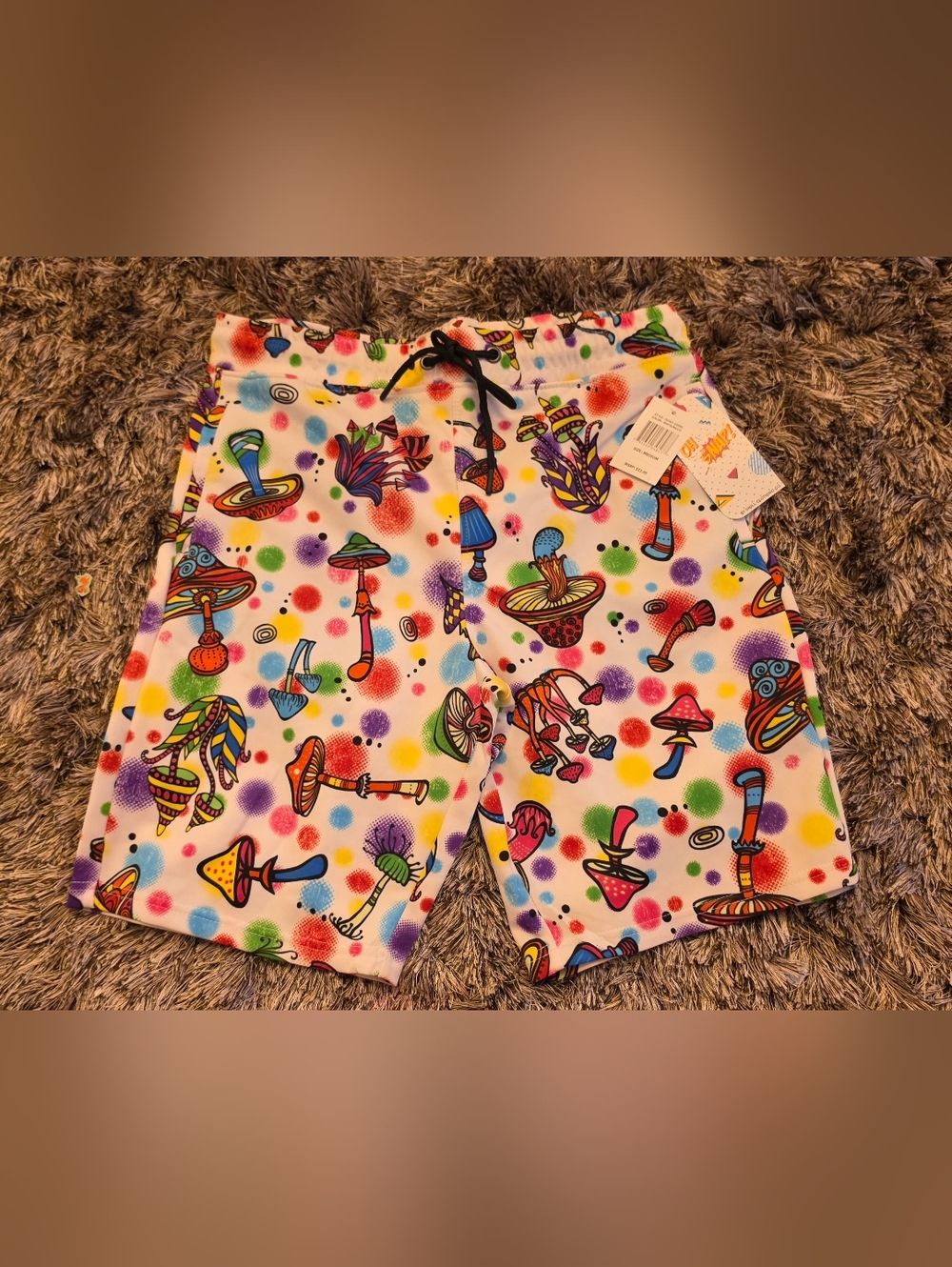 Men's Trippy Mushroom Shorts Oh Snap By Drill Clothing Mens Med Psychedelic NWT